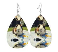 YYHHAOFA Boucles d'oreilles en cuir goutte à goutte avec motifs amusants de cochons d'Inde - Élégantes gouttes en similicuir pour un style festif et quotidien