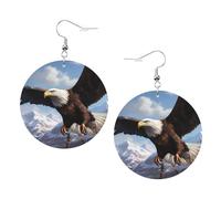 Yyhhaofa Boucles d'oreilles rondes en cuir avec imprimé aigle volant - Élégantes et légères - Pour femmes et filles - Taille unique - Cuir, sans pierre précieuse