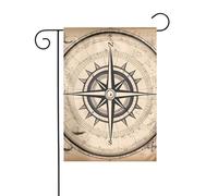 YYHHAOFA Boussole imprimée sur un mât de drapeau de jardin, décoration de cour extérieure double face, 30,5 x 45,7 cm