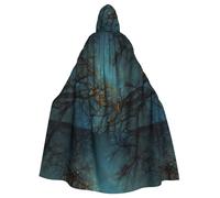 YYHHAOFA Branches Under The Night Sky Pattern Halloween Adulte Cape à capuche Hommes et femmes Vêtements Manteau Jeu de rôle