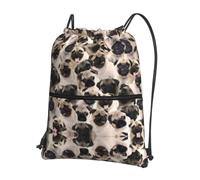 YYHHAOFA Bunch of Dogs Prints Sac à dos à fermeture éclair avec cordon de serrage - Sac de gym léger avec tissu résistant à l'eau et plusieurs poches pour les voyages et le sport