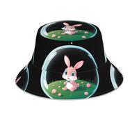 YYHHAOFA Bunny in The Bubble Chapeau cloche réfléchissant léger, respirant, pliable pour homme et femme Noir