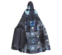 YYHHAOFA Cabin Of The Future Pattern Halloween Cape à capuche pour homme et femme Vêtements Manteau Jeu de rôle