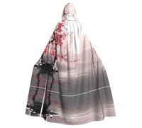 YYHHAOFA Cape à capuche en bambou et fleurs de cerisier motif zen pour Halloween adulte Vêtements pour homme et femme Manteau de cheminée Jeu de rôle