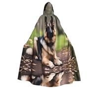 YYHHAOFA Cape à capuche Halloween adulte pour fêtes et événements cosplay motif chien berger allemand érable