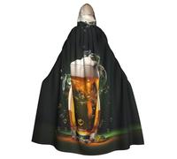 YYHHAOFA Cape à capuche motif bulle de bière Halloween adulte vêtements homme et femme manteau manteau jeu de rôle