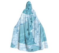 YYHHAOFA Cape à capuche pour adulte avec empreintes de pas de chat sur le givre, pour Halloween, décoration de fête, cosplay, déguisement, scène, bal masqué