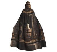 YYHHAOFA Cape à capuche pour adulte avec imprimé fantôme dans le tonneau pour décoration de fête, cosplay, bal masqué
