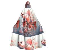 YYHHAOFA Cape à capuche pour adulte avec imprimé petit poisson dans les pétales, sans fermeture éclair, confortable pour les fêtes costumées