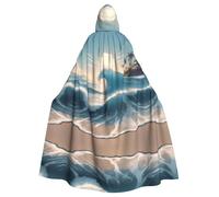 YYHHAOFA Cape à capuche pour adulte avec imprimé vague de ciel transparent pour Halloween est une cape super grande, confortable et durable