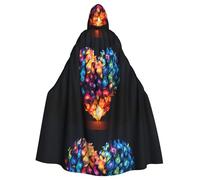YYHHAOFA Cape à capuche pour adulte imprimée en forme de cœur coloré est un poncho à capuche super grand, confortable et durable pour Halloween
