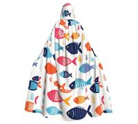 YYHHAOFA Cape à capuche pour adulte imprimée poisson coloré est un poncho à capuche super grand, confortable et durable pour Halloween