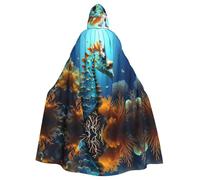 YYHHAOFA Cape à capuche pour adulte Motif hippocampe Bleu Pour jeux de rôle, costumes de scène, fêtes Entretien facile