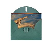 YYHHAOFA Carte de vœux avec image de girafe et animaux d'Afrique - Vert foncé - 10,2 x 15,2 cm - Pour Noël, anniversaire d'enfant, Saint-Valentin, anniversaire de mariage et invitations de fête