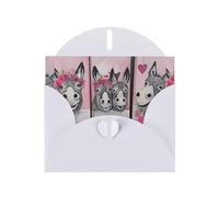 YYHHAOFA Carte de vœux blanche avec image d'âne et de fleur - 10,2 x 15,2 cm - Pour Noël, anniversaire d'enfant, Saint-Valentin, anniversaire de mariage et invitations à une fête
