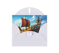 YYHHAOFA Carte de vœux blanche avec image de bateau Vikings pour Noël, anniversaire d'enfant, Saint-Valentin et invitation à une fête