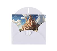 YYHHAOFA Carte de vœux blanche avec image de château d'anime pour Noël, anniversaire d'enfant, Saint-Valentin et invitation à une fête