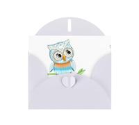YYHHAOFA Carte de vœux blanche avec image de chouette mignonne de 10,2 x 15,2 cm pour Noël, anniversaire d'enfant, Saint-Valentin, anniversaire de mariage et invitations de fête