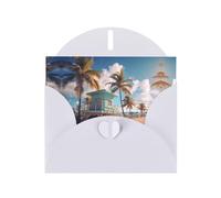 YYHHAOFA Carte de vœux blanche avec image de Miami Beach, Floride pour Noël, anniversaire d'enfant, Saint-Valentin et invitation à une fête