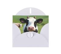 YYHHAOFA Carte de vœux blanche avec image de petite vache mignonne pour Noël, anniversaire d'enfant, Saint-Valentin et invitation à une fête