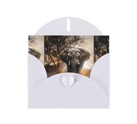 YYHHAOFA Carte de vœux blanche avec image d'éléphant d'Afrique tropicale 10,2 x 15,2 cm pour Noël, anniversaire d'enfant, Saint-Valentin, anniversaire de mariage et invitations de fête