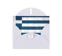 YYHHAOFA Carte de vœux blanche avec motif drapeau grec 10,2 x 15,2 cm pour Noël, anniversaire d'enfant, Saint-Valentin, anniversaire de mariage et invitations de fête