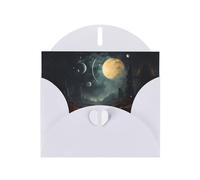 YYHHAOFA Carte de vœux blanche avec motif lune, étoiles et planètes pour Noël, anniversaire d'enfant, Saint-Valentin et invitation à une fête