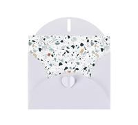 YYHHAOFA Carte de vœux blanche avec motif marbré terrazzo pastel 10,2 x 15,2 cm pour Noël, anniversaire d'enfant, Saint-Valentin, anniversaire de mariage et invitations à une fête