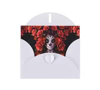 YYHHAOFA Carte de vœux blanche Day of the Dead Sugar Roses Skull Picture 10,2 x 15,2 cm pour Noël, anniversaire d'enfant, Saint-Valentin, anniversaire de mariage et invitations de fête