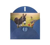 YYHHAOFA Carte de vœux bleue avec image d'âne et de fleur pour Noël, anniversaire d'enfant, Saint-Valentin et invitation à une fête