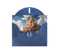 YYHHAOFA Carte de vœux bleue avec image de château d'anime pour Noël, anniversaire d'enfant, Saint-Valentin et invitation à une fête