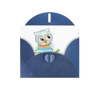 YYHHAOFA Carte de vœux bleue avec image de chouette mignonne de 10,2 x 15,2 cm pour Noël, anniversaire d'enfant, Saint-Valentin, anniversaire de mariage et invitations de fête