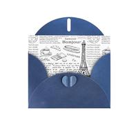 YYHHAOFA Carte de vœux bleue avec image de la Tour Eiffel Paris Café 10,2 x 15,2 cm pour Noël, anniversaire d'enfant, Saint-Valentin, anniversaire de mariage et invitations à une fête