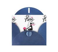 YYHHAOFA Carte de vœux bleue avec image de Paris Tour Eiffel et bicyclette pour Noël, anniversaire d'enfant, Saint-Valentin, anniversaire de mariage et invitations de fête 10,2 x 15,2 cm