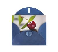 YYHHAOFA Carte de vœux bleue avec image de petite cerise mignonne pour Noël, anniversaire d'enfant, Saint-Valentin et invitation à une fête