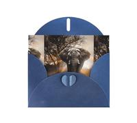YYHHAOFA Carte de vœux bleue avec image d'éléphant d'Afrique tropicale 10,2 x 15,2 cm pour Noël, anniversaire d'enfant, Saint-Valentin, anniversaire de mariage et invitations de fête