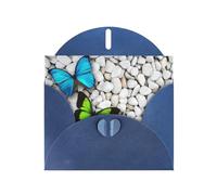 YYHHAOFA Carte de vœux bleue avec motif papillon bleu, papillon vert et pierre 10,2 x 15,2 cm pour Noël, anniversaire d'enfant, Saint-Valentin, anniversaire de mariage et invitations à une fête