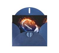 YYHHAOFA Carte de vœux bleue galaxie espace football américain 10,2 x 15,2 cm pour Noël, anniversaire d'enfant, Saint-Valentin, anniversaire de mariage et invitations à une fête