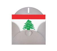 YYHHAOFA Carte de vœux grise avec drapeau du Liban 10,2 x 15,2 cm pour Noël, anniversaire d'enfant, Saint-Valentin, anniversaire de mariage et invitations de fête