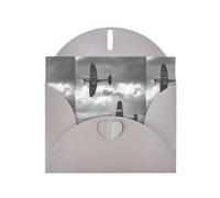 YYHHAOFA Carte de vœux grise avec image d'avion de la Seconde Guerre mondiale 10,2 x 15,2 cm pour Noël, anniversaire d'enfant, Saint-Valentin, anniversaire de mariage et invitations de fête