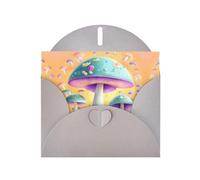 YYHHAOFA Carte de vœux grise avec image de champignon fantaisie pour Noël, anniversaire d'enfant, Saint-Valentin et invitation à une fête