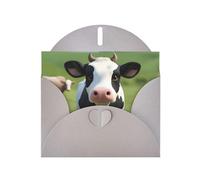 YYHHAOFA Carte de vœux grise avec image de petite vache mignonne pour Noël, anniversaire d'enfant, Saint-Valentin et invitation à une fête