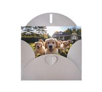 YYHHAOFA Carte de vœux grise avec photo de chiots Golden Retriever pour Noël, anniversaire d'enfant, Saint-Valentin et invitation à une fête