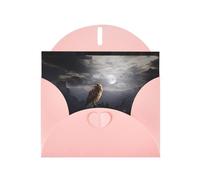 YYHHAOFA Carte de vœux rose avec image de chouette maléfique 10,2 x 15,2 cm pour Noël, anniversaire d'enfant, Saint-Valentin, anniversaire de mariage et invitations de fête