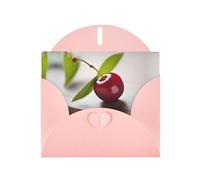 YYHHAOFA Carte de vœux rose avec image de petite cerise mignonne pour Noël, anniversaire d'enfant, Saint-Valentin et invitation à une fête