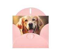 YYHHAOFA Carte de vœux rose avec motif chien golden retriever pour Noël, anniversaire d'enfant, Saint-Valentin et invitation à une fête