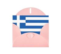 YYHHAOFA Carte de vœux rose avec motif drapeau grec 10,2 x 15,2 cm pour Noël, anniversaire d'enfant, Saint-Valentin, anniversaire de mariage et invitations à une fête