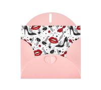 YYHHAOFA Carte de vœux rose avec motif lèvres et talons hauts pour Noël, anniversaire d'enfant, Saint-Valentin, anniversaire de mariage et invitations de fête 10,2 x 15,2 cm
