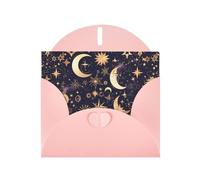 YYHHAOFA Carte de vœux rose étoiles dorées dans le ciel nocturne pour Noël, anniversaire d'enfant, Saint-Valentin et invitation à une fête