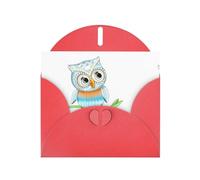 YYHHAOFA Carte de vœux rouge avec image de chouette mignonne de 10,2 x 15,2 cm pour Noël, anniversaire d'enfant, Saint-Valentin, anniversaire de mariage et invitations de fête